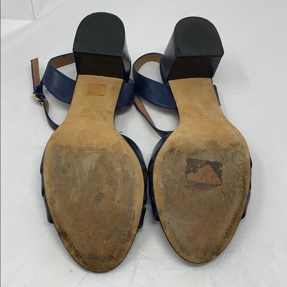 Fratelli Rossetti Sz 39 Low Block Heel Navy Leather Open Toe Sandals - Picture 10 of 12